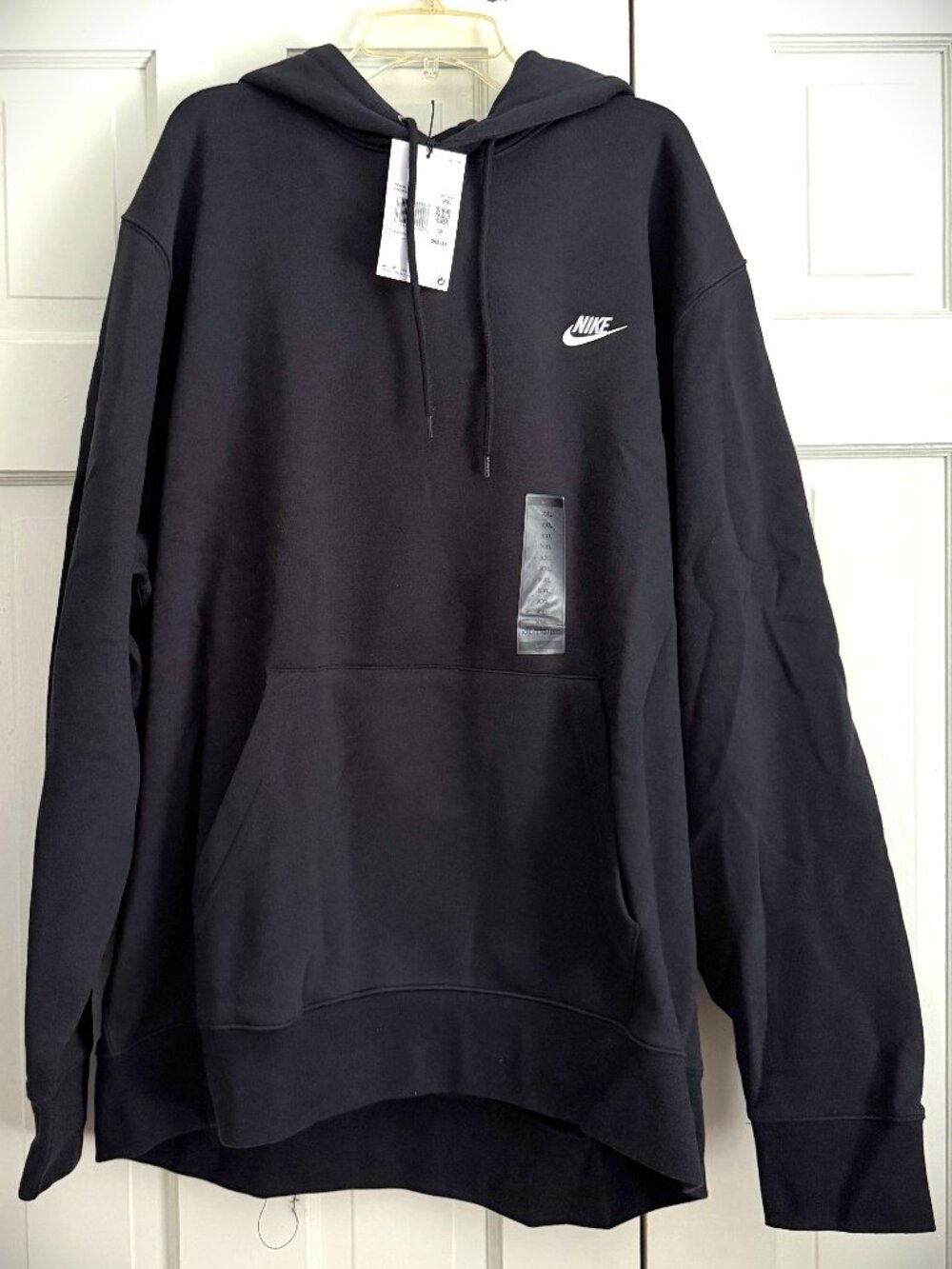 Nike Hoodie Black Pullover Fleece Swoosh Logo FN3859-010 Men's Size 2XL